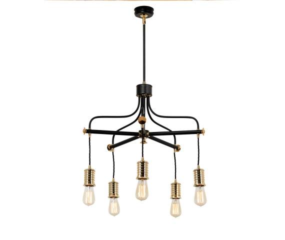 Żyrandol Douille 5BPB Elstead Lighting nowoczesna oprawa w kolorze czarno-mosiężnym