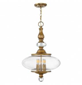 Lampa wisząca Wexley HK-WEXLEY-5P-HB Hinkley mosiężna oprawa w dekoracyjnym stylu