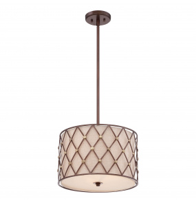 Lampa wisząca Brown Lattice QZ/BROWNLATT/P/M Quoizel miedziana oprawa w dekoracyjnym stylu