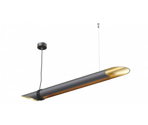 Lampa wisząca Lira 1000 LED Cleoni podłużna czarna oprawa w nowoczesnym stylu