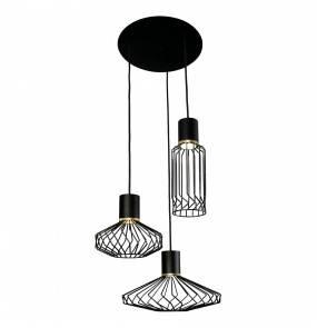 Lampa wisząca Pico 8863 BL/G Nowodvorski Lighting potrójna czarno-złota oprawa w dekoracyjnym stylu