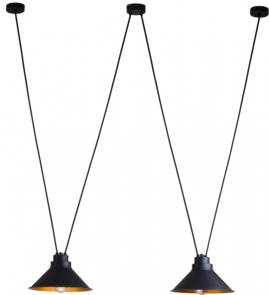 Lampa wisząca Perm 9147 Nowodvorski Lighting czarno-złota podwójna oprawa w stylu loft