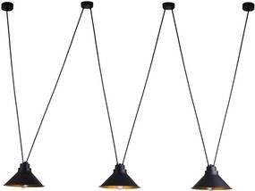 Lampa wisząca Perm 9146 Nowodvorski Lighting czarno-złota potrójna oprawa w stylu loft