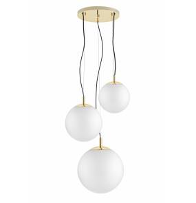 Lampa wisząca Alur 2 10730305 KASPA potrójna biało-złota oprawa w nowoczesnym stylu