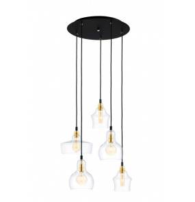 Lampa wisząca Longis 5 Gold 10878505 KASPA czarno-złota oprawa w nowoczesnym stylu