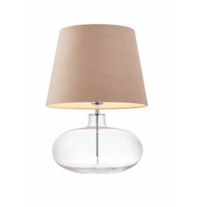 Lampa stołowa Sawa Velvet 41010107 KASPA transparentna oprawa z beżowym abażurem