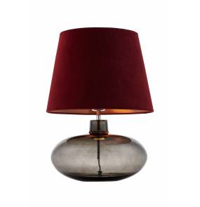 Lampa stołowa Sawa Velvet 41016111 KASPA dymiona oprawa z bordowym abażurem