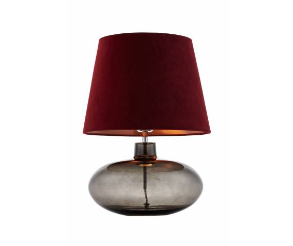 Lampa stołowa Sawa Velvet 41016111 KASPA dymiona oprawa z bordowym abażurem