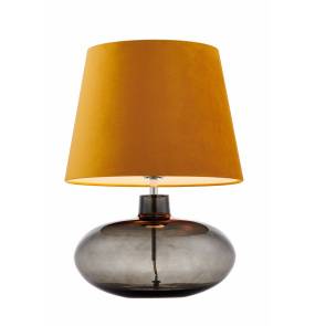 Lampa stołowa Sawa Velvet 41022105 KASPA dymiona oprawa z musztardowym abażurem