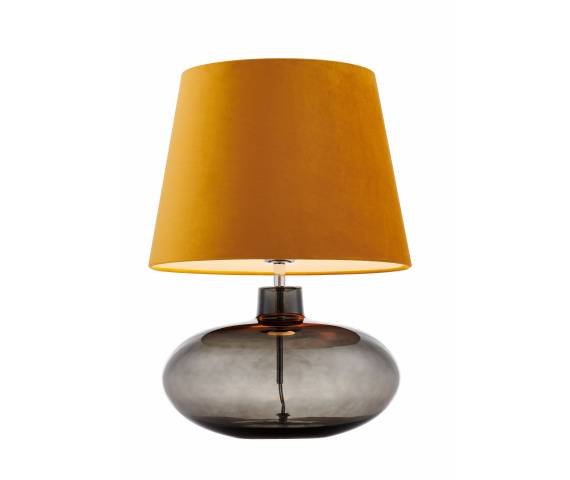 Lampa stołowa Sawa Velvet 41022105 KASPA dymiona oprawa z musztardowym abażurem