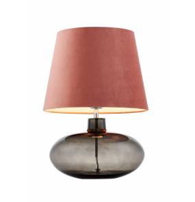 Lampa stołowa Sawa Velvet 41021116 KASPA dymiona oprawa z różowym abażurem