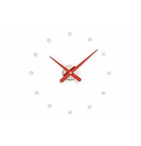 Zegar ścienny RODÓN MINI L RML012R w kolorze chromu i czerwieni NOMON