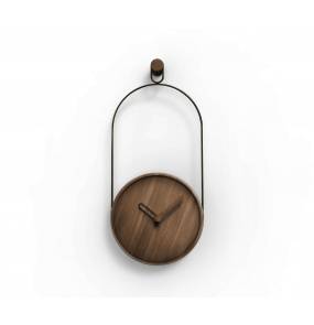 Zegar ścienny ESLABÓN NOGAL ESLAB00N w kolorze drewna orzechowego i czerni NOMON