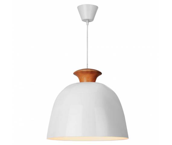Lampa wisząca Aulla LP-1228/1P Light Prestige biała oprawa z elementami drewna