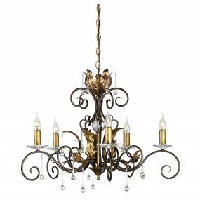 Żyrandol Amarilli AML5 BR/GLD Elstead Lighting brązowo-złota oprawa w klasycznym stylu