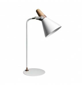 Lampa biurkowa H1833 oprawa w kolorze bieli i drewna ZUMA LINE