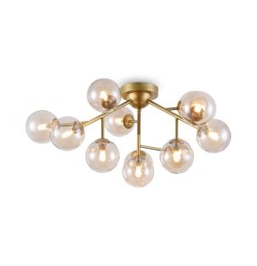 Lampa sufitowa DALLAS MOD545PL-12G oprawa w kolorze złotym z bursztynowymi kloszami MAYTONI