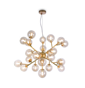 Lampa wisząca DALLAS MOD545PL-24G oprawa w kolorze złotym z bursztynowymi kloszami MAYTONI