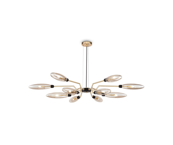 Lampa wisząca VENTURA MOD012CL-12G oprawa w kolorze czerni i złota MAYTONI