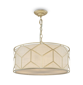Lampa wisząca MESSINA H223PL-03G oprawa w kolorze złotym z beżowym abażurem MAYTONI
