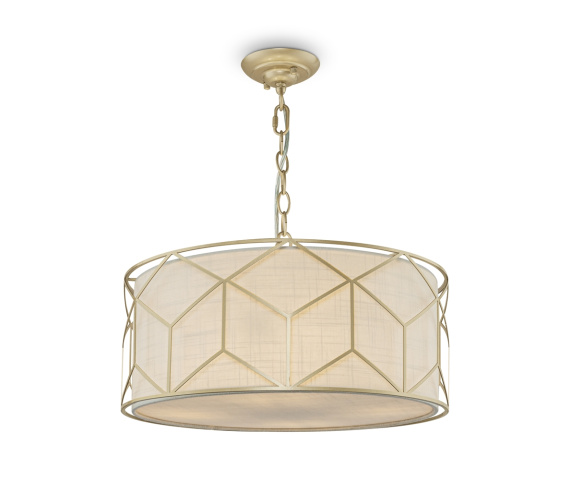 Lampa wisząca MESSINA H223PL-03G oprawa w kolorze złotym z beżowym abażurem MAYTONI