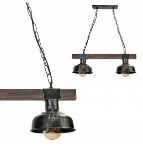 Lampa wisząca FARO BLACK / WOOD 2xE27 60W