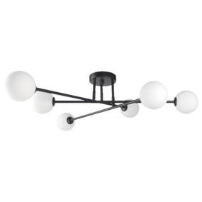 Plafon DORADO LP-002/6C BK Light Prestige nowoczesna oprawa w kolorze czarnym z białymi kloszami