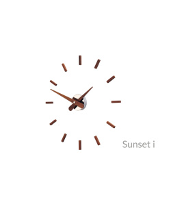 Zegar ścienny SUNSET I ISUN w kolorze drewna orzechowego i chromu NOMON