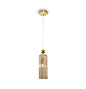 Lampa wisząca ANTIC MOD302PL-01CG oprawa w kolorze złotym z kloszem w kolorze koniakowym MAYTONI
