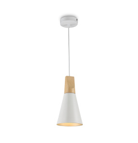 Lampa wisząca BICONES P359-PL-140-W oprawa w kolorze białym z drewnianym elementem MAYTONI