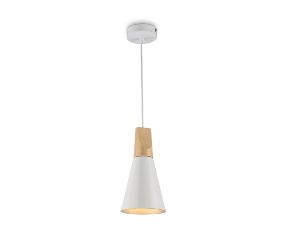 Lampa wisząca BICONES P359-PL-140-W oprawa w kolorze białym z drewnianym elementem MAYTONI