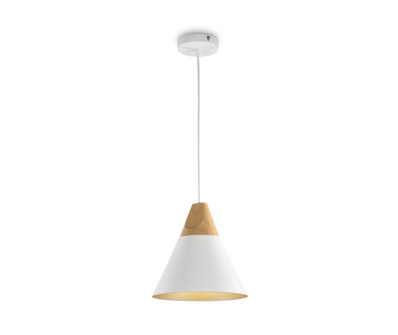Lampa wisząca BICONES P359-PL-01-W oprawa w kolorze białym z drewnianym elementem MAYTONI