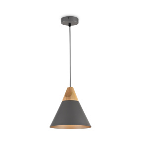Lampa wisząca BICONES P359-PL-220-C oprawa w kolorze szarym z drewnianym elementem MAYTONI
