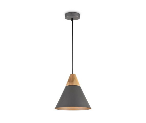Lampa wisząca BICONES P359-PL-220-C oprawa w kolorze szarym z drewnianym elementem MAYTONI