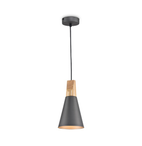Lampa wisząca BICONES P359-PL-140-C oprawa w kolorze szarym z drewnianym elementem MAYTONI