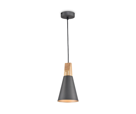 Lampa wisząca BICONES P359-PL-140-C oprawa w kolorze szarym z drewnianym elementem MAYTONI