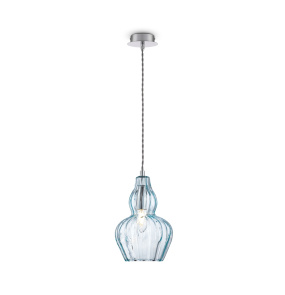 Lampa wisząca EUSTOMA MOD238-PL-01-BL oprawa w kolorze niklu z niebieskim kloszem MAYTONI