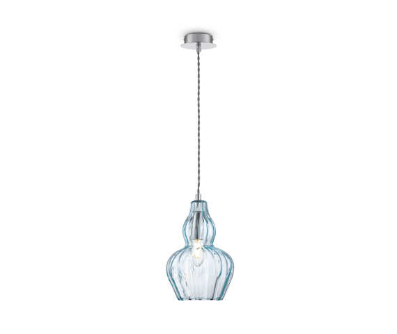Lampa wisząca EUSTOMA MOD238-PL-01-BL oprawa w kolorze niklu z niebieskim kloszem MAYTONI