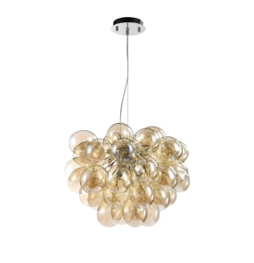 Lampa wisząca BALBO MOD112-08-G oprawa w kolorze niklu z bursztynowymi kloszami MAYTONI