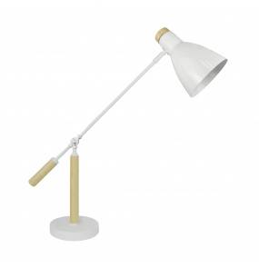 Lampa biurkowa JOSE P15079-1T Zuma Line lampka biało-drewniana w stylu skandynawskim