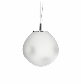 Lampa wisząca CLOE S 11065103 KASPA asymetryczna biała oprawa kulista ze chromowymi detalami