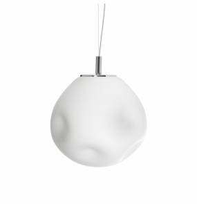 Lampa wisząca CLOE M 11066103 KASPA asymetryczna biała oprawa kulista ze chromowymi detalami