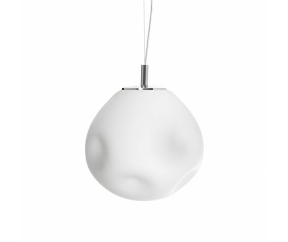 Lampa wisząca CLOE M 11066103 KASPA asymetryczna biała oprawa kulista ze chromowymi detalami