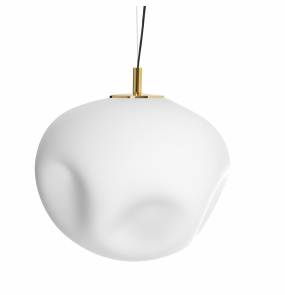Lampa wisząca CLOE L 11063105 KASPA asymetryczna biała oprawa kulista ze złotymi detalami