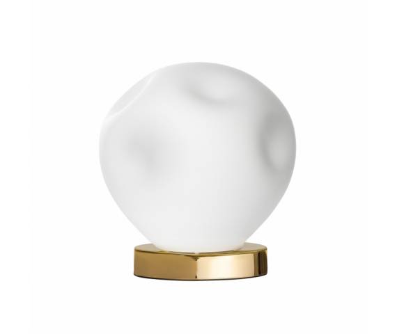 Lampa stołowa CLOE 41060105 KASPA asymetryczna, stojąca oprawa kulista w kolorze białym ze złotymi detalami