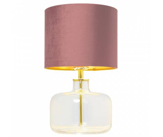 Lampa stołowa LORA 41072116 Kaspa transparentna lampka stojąca z różowym abażurem