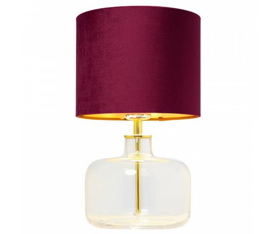 Lampa stołowa LORA 41070111 Kaspa transparentna lampka stojąca z bordowym abażurem