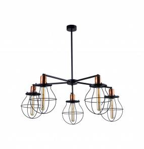 Lampa wisząca Manufacture 9738 Nowodvorski Lighting czarno-miedziana potrójna oprawa w stylu loft