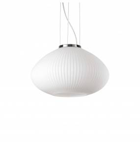 Lampa wisząca PLISS 285184 SP1 D35 Ideal Lux nowoczesna oprawa w kolorze białym z chromowanym wykończeniem