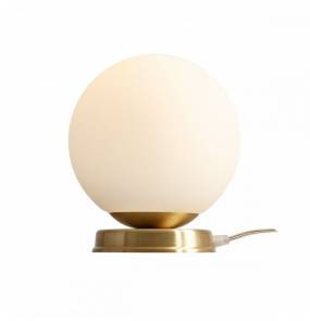 Lampa stołowa BALL 1076B40_M nowoczesna oprawa w kolorze białym z wykończeniem w kolorze mosiądzu